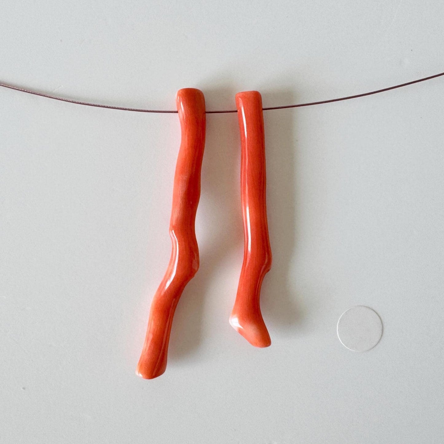 Momo Coral Branches Set: Natural Japanese Orange, Side Full-Hole | Genuine Precious Coral, Jewelry Making | 43-49mm