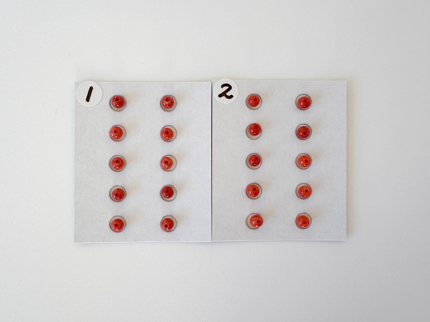 Mediterranean Red Coral Beads, Round Loose 10 Pcs Set (3.7-4mm, Half-Drilled)