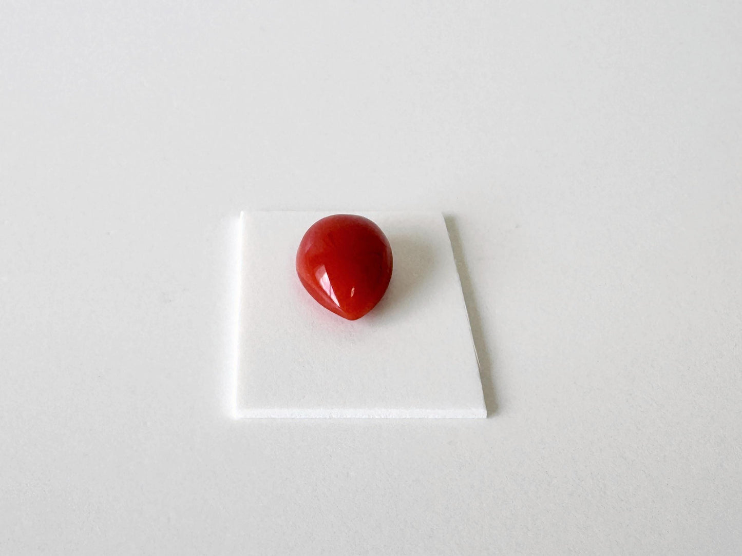 Red Coral Cabochon, Japanese Aka Coral Pear Gemstone Loose | 11.6X8.8mm | Jewelry Making Supplies, Drilled Back