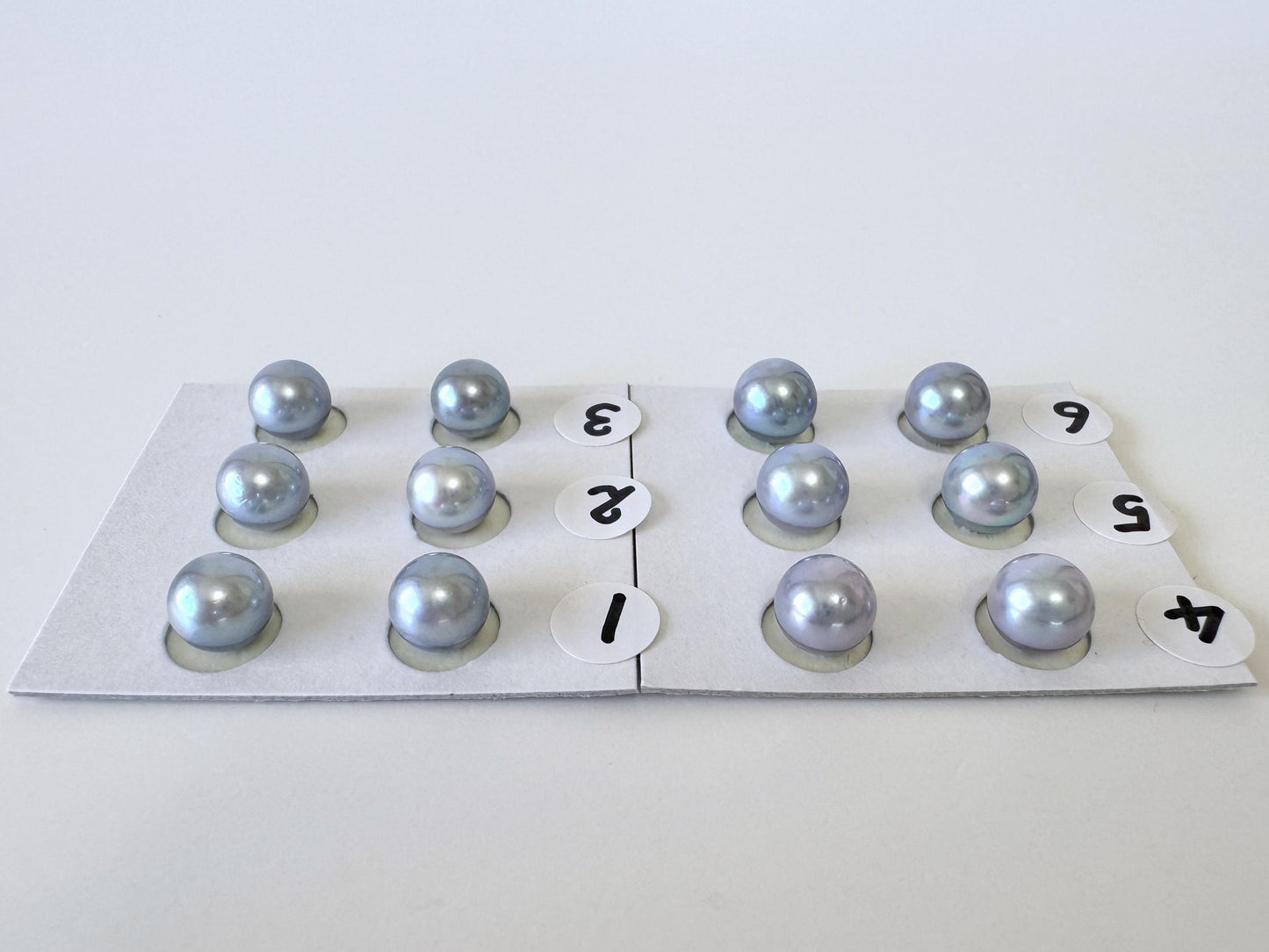 Japanese Blue/Silver (Treated) Akoya Pearl 7-7.5mm, Half-Drilled loose, Price per pair, Salt water pearl
