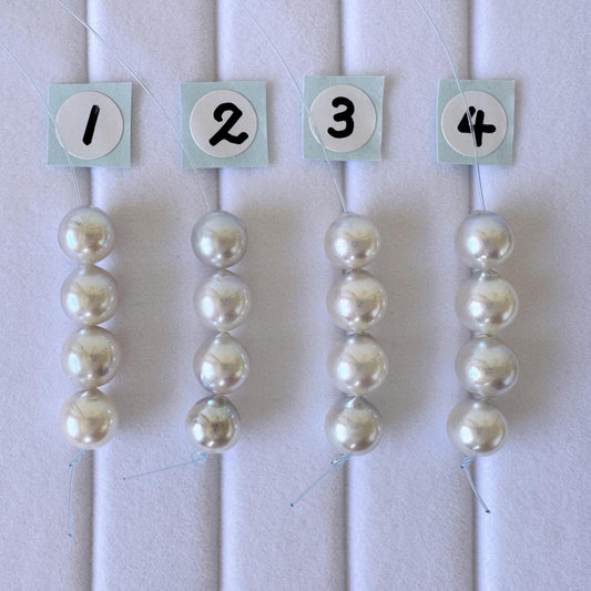 Japanese Akoya Pearl Beads Natural Blue Silver, Cultured Saltwater (6.5-7mm, Mini Strand, Genuine Jewelry Supplies), 4 Pcs