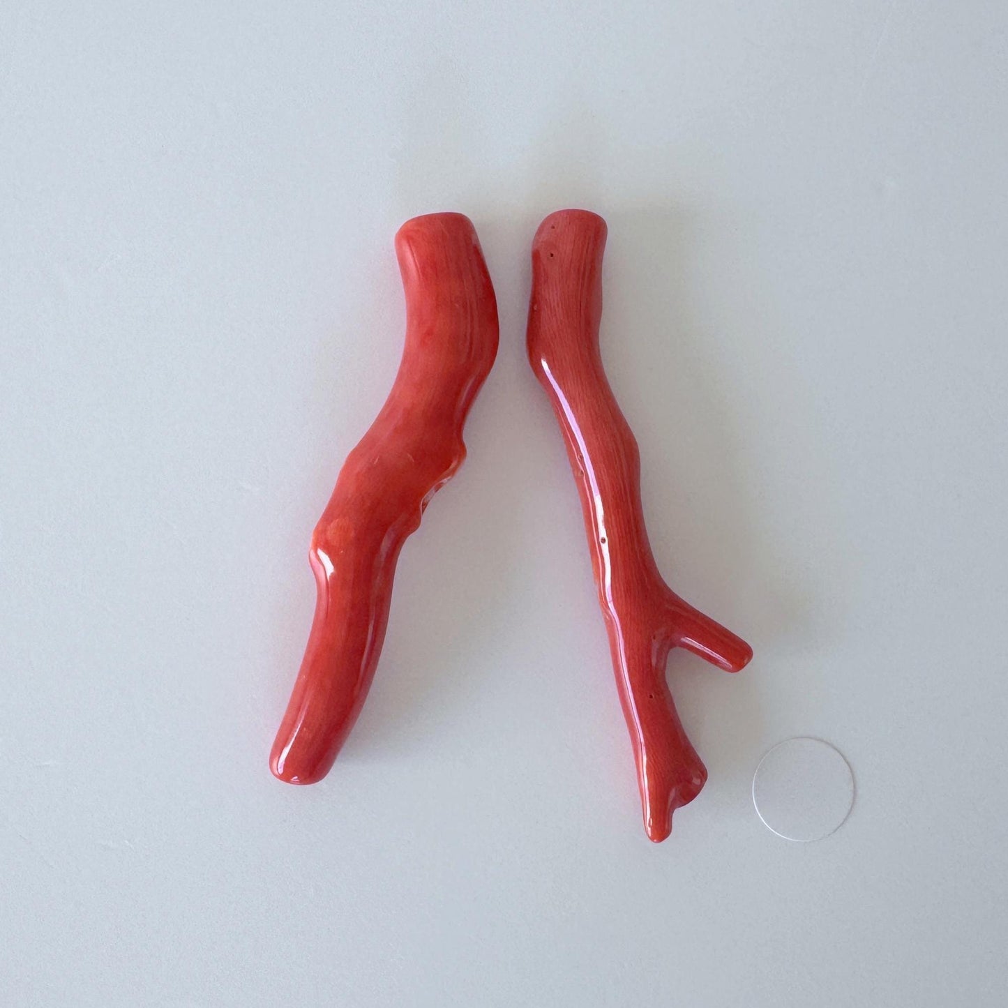 Momo Coral Branches Set: Japanese Natural Orange Vermilion Gemstone (42-47mm, Hole On Top, Jewelry Craft Materials)