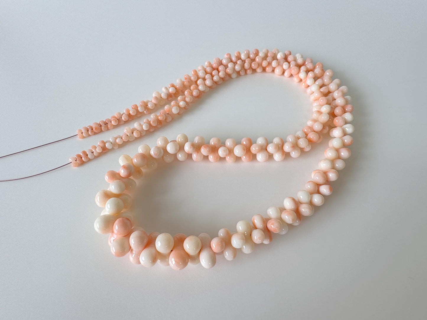 Natural deep sea coral peanut shape strand, 62.5cm, 24.5in, Natural color Pink/Orange/White coral peanut shape strand, For jewelry making