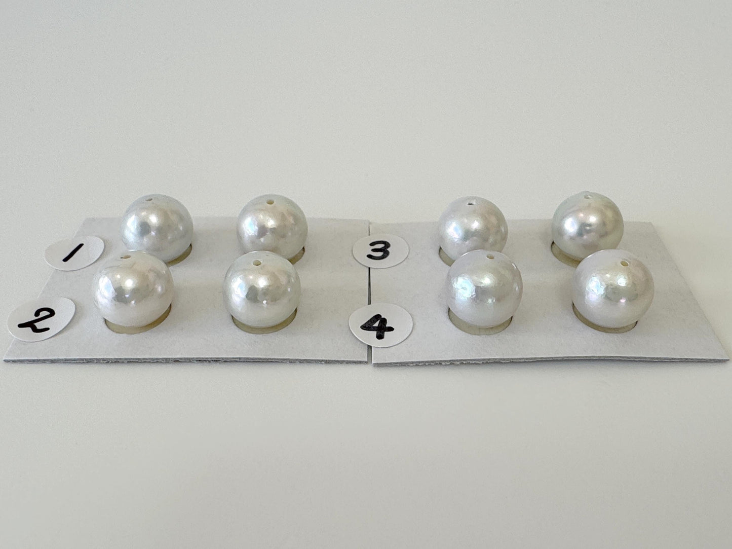 Japanese Akoya pearl 9.5mm, Light Blue Color, Half-Drilled Round/Semi-round loose, Natural Color, Price per Pair, Salt water pearl