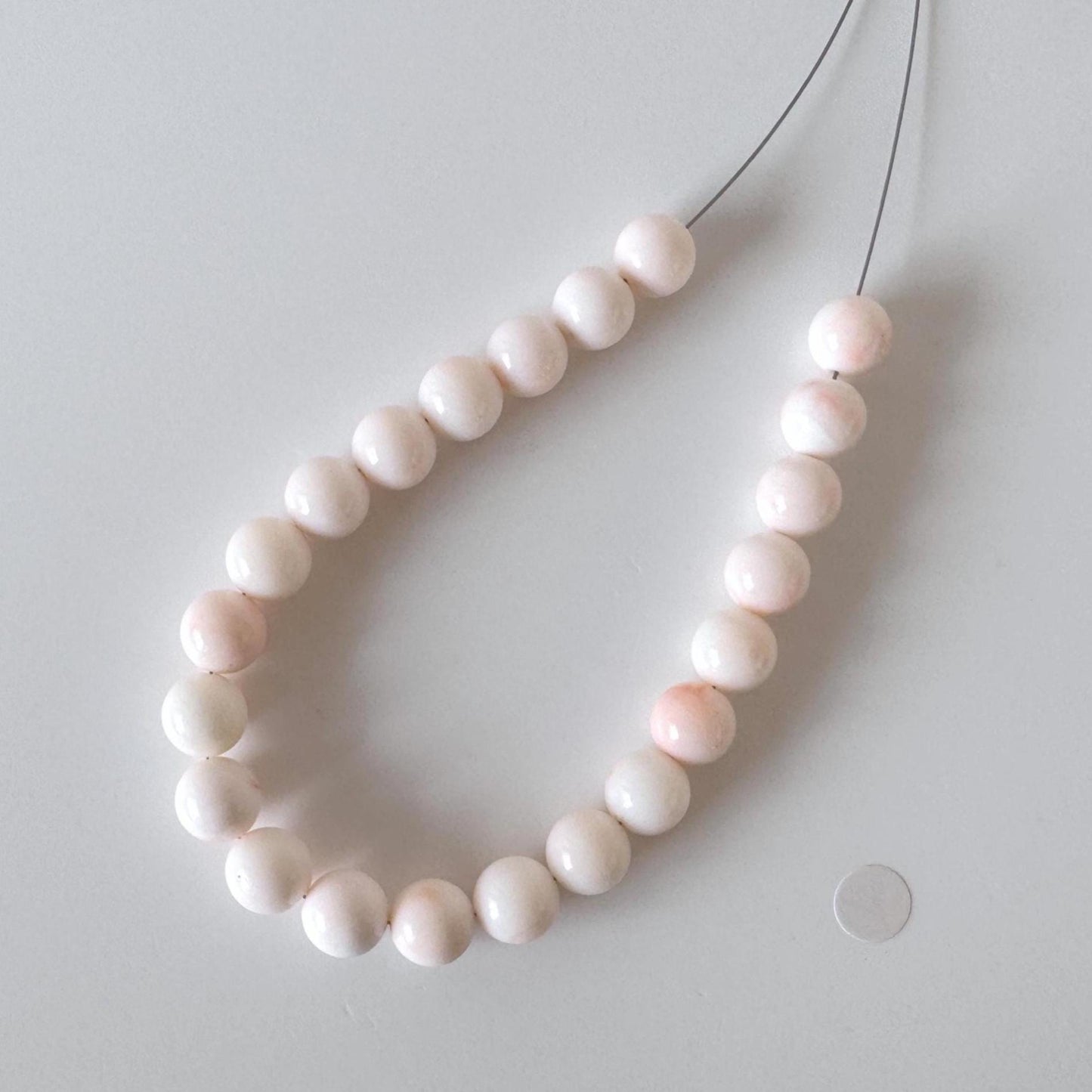 Natural Coral Strand - Organic Deep Sea Coral Round Beads, White & Orange Spotted, 8.2-8.6mm 18cm