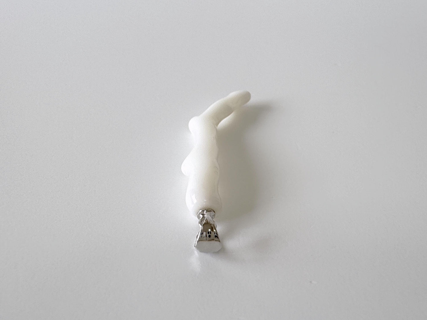 Natural Japanese White Coral Branch Pendant, 43mm, Natural White color genuine precious coral, Silver Bail (Rhodium-Plated)