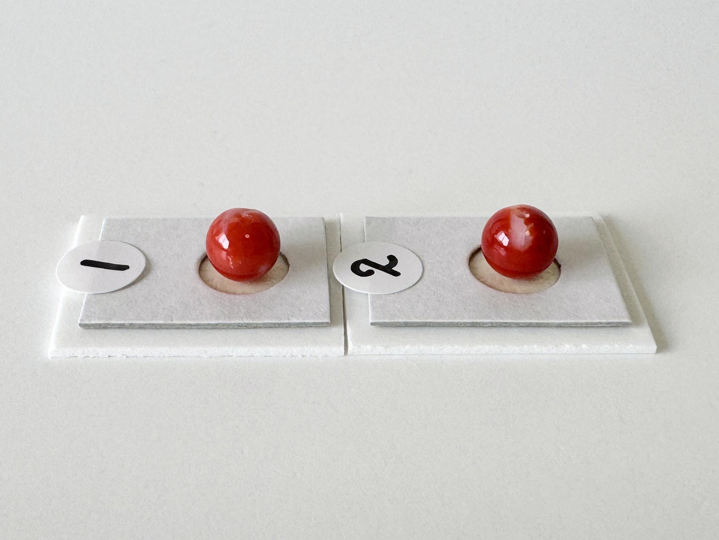 Japanese Red Coral Round Loose, Aka Coral Round Loose 6.5mm with Half-Drilled Hole, for Jewelry Making, Price per Piece