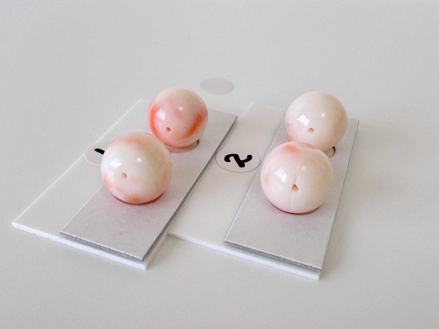 Deep Sea Coral Round Beads - Natural White Pink Orange Gemstone Pair 11mm Full-Hole