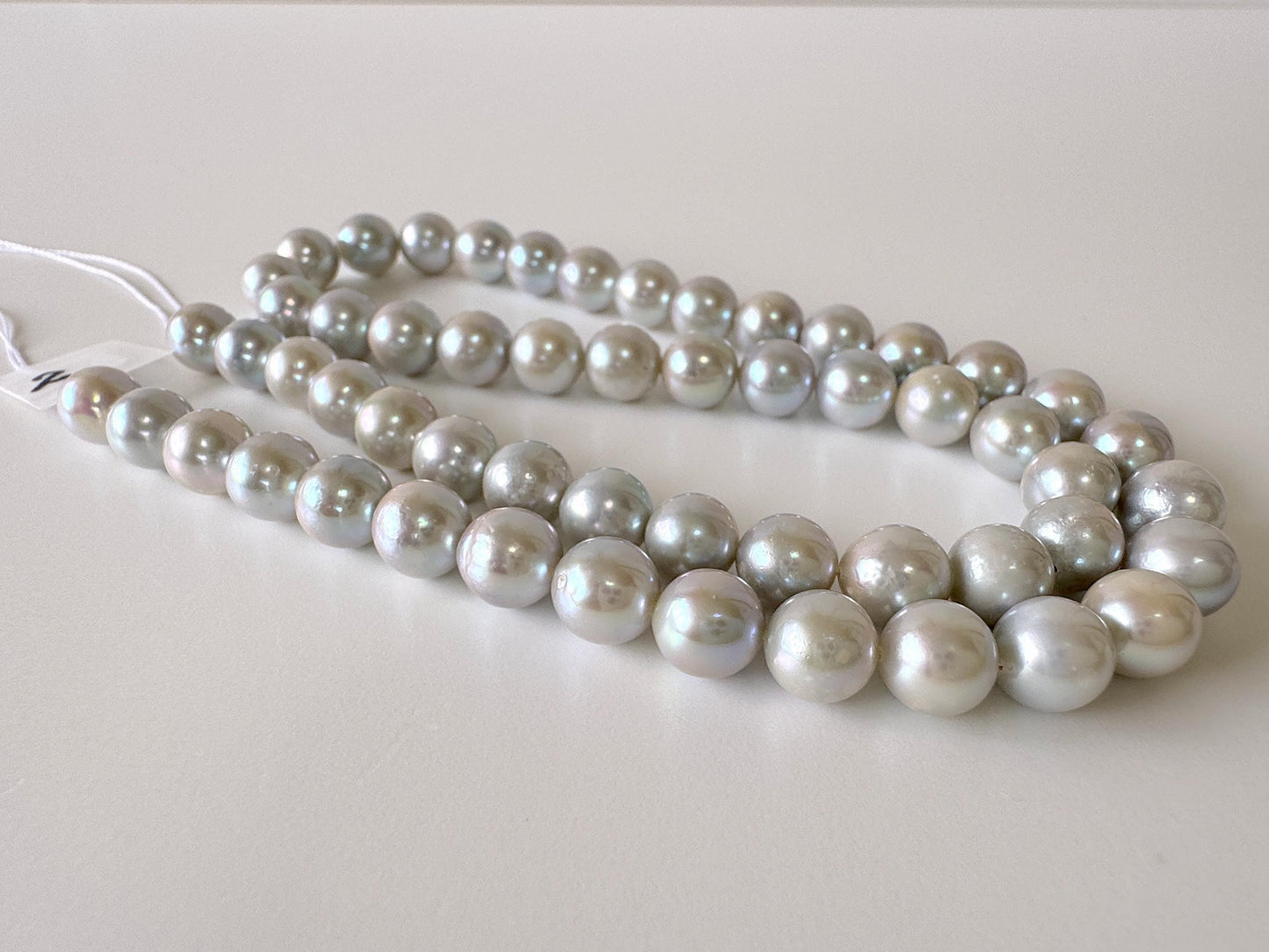 7-7.5mm Japanese Akoya Pearl Beads, Blue/Silver color pearl (Cobalt treated), Genuine Akoya Pearl, Full Strand, 40cm , 15.7", Salt water pearl