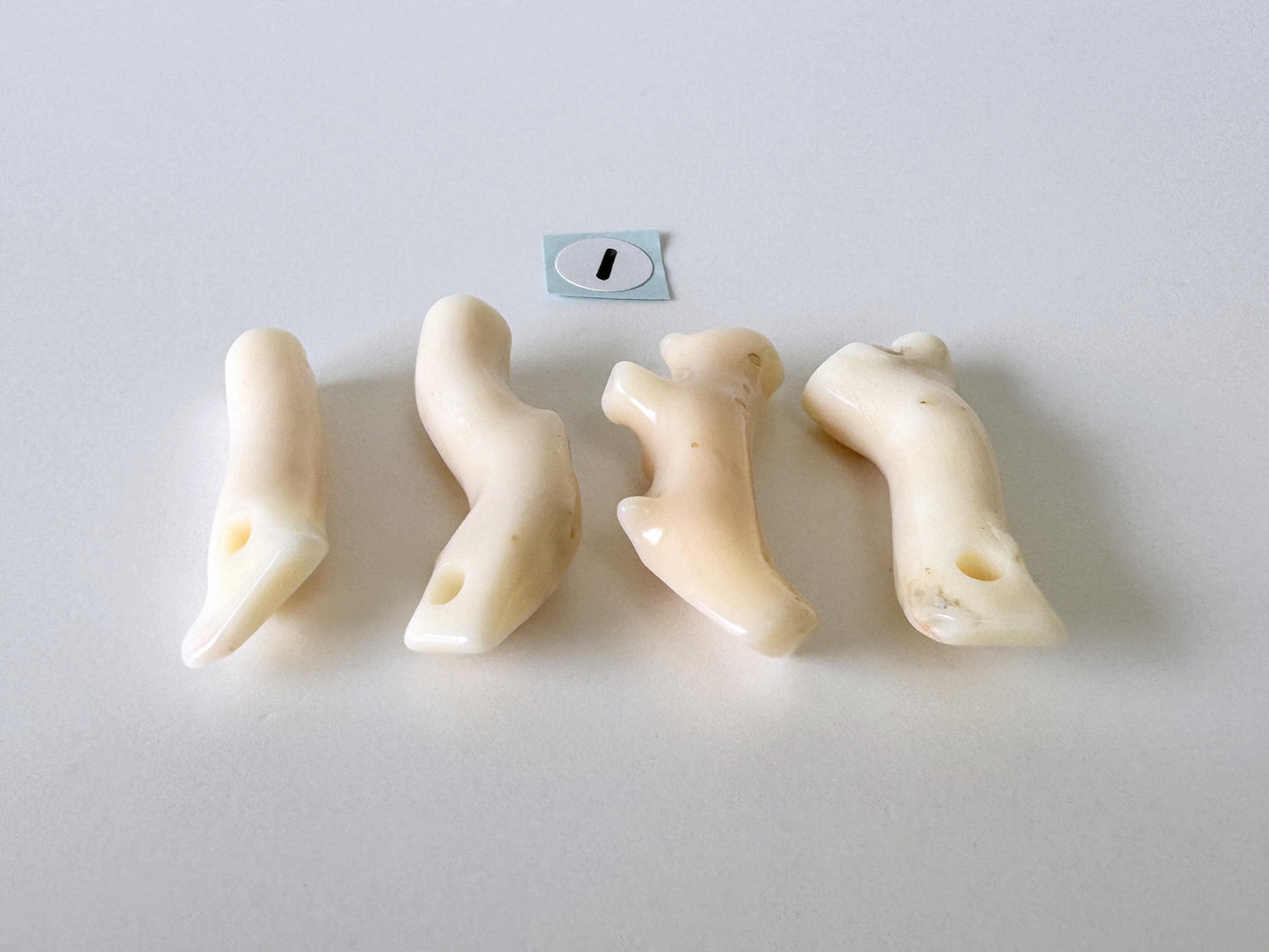 Natural Coral Branch: Deep Sea White-Pink Midway Coral, Genuine Material | Set of 4 Pieces, Drilled Holes, Jewelry Supplies, 26-37mm Length