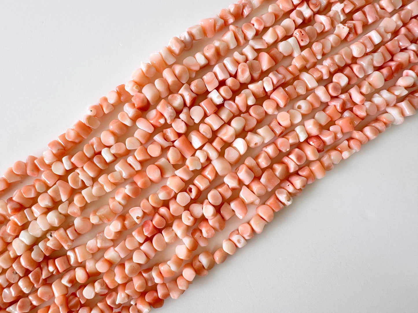 Natural Coral Strand - Pink/Orange Deep Sea Branch - Genuine Coral Beads, 15.7 Inch Length, Jewelry Making Supplies