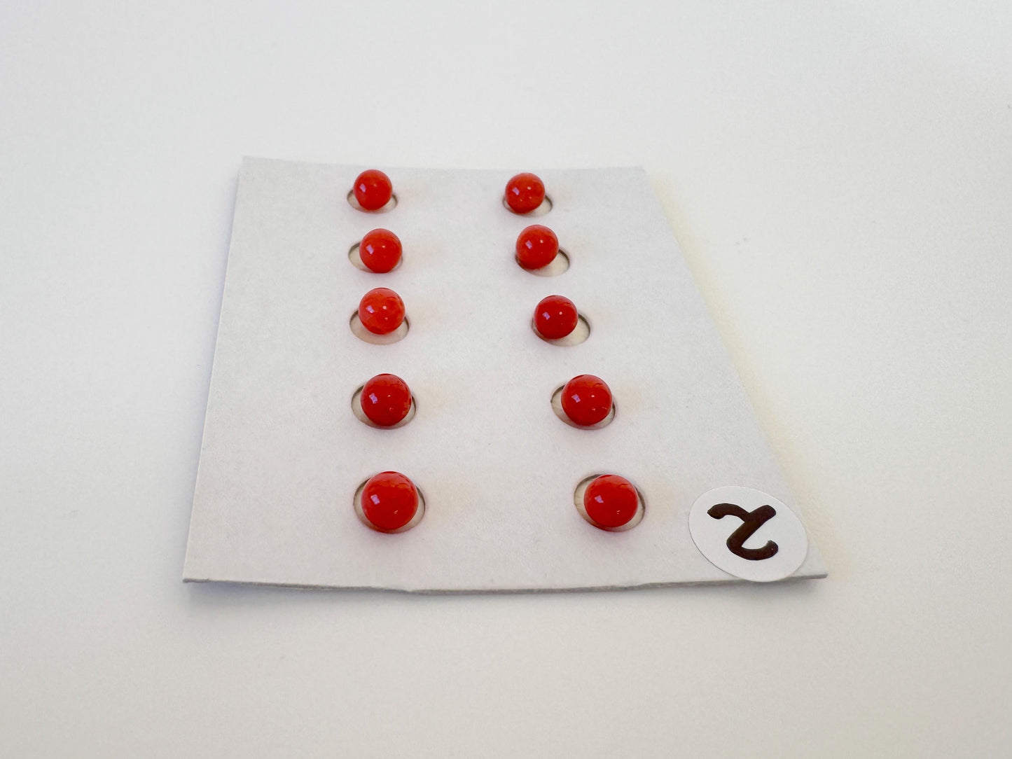 Mediterranean Red Coral Beads, Round Loose 10 Pcs Set (3.7-4mm, Half-Drilled)