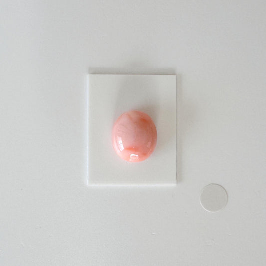 Natural Deep Sea Coral Cabochon, Pink/Orange Oval, 14.2x12.3mm