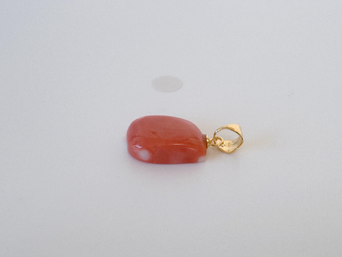 Natural Momo Coral Pendant: Japanese Orange Coral, Gold-Plated Silver Bail