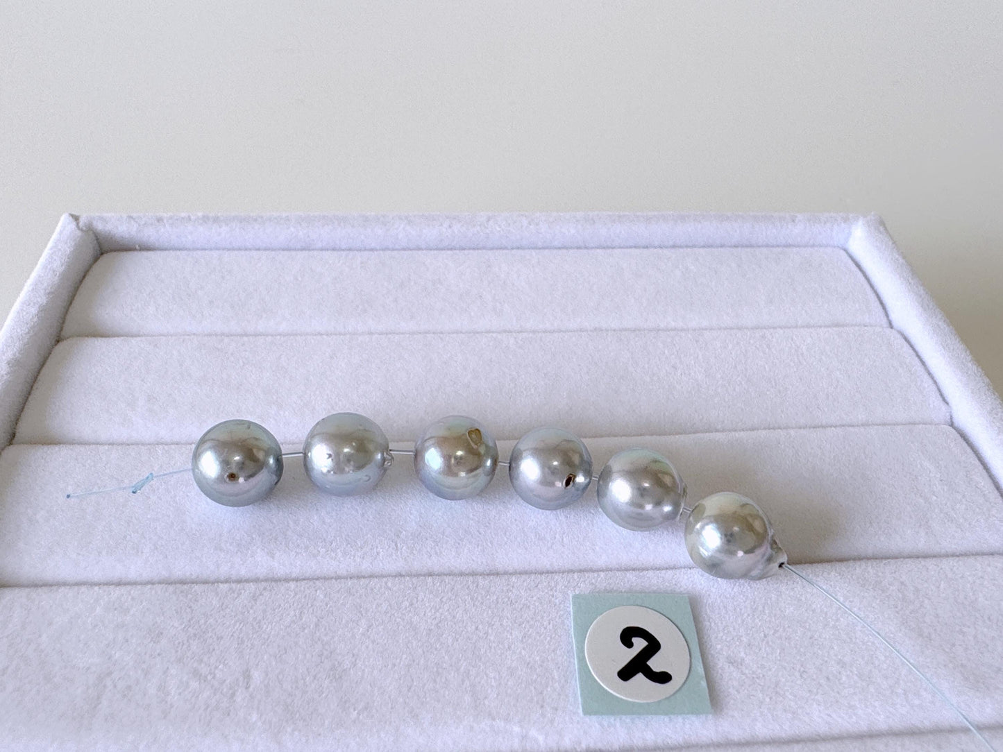 Japanese Blue/Silver color (cobalt treated) Akoya Pearl Beads, 7-7.5mm, Mini Strand, Short Strand of 6 Pieces, Cultured in Sea Water
