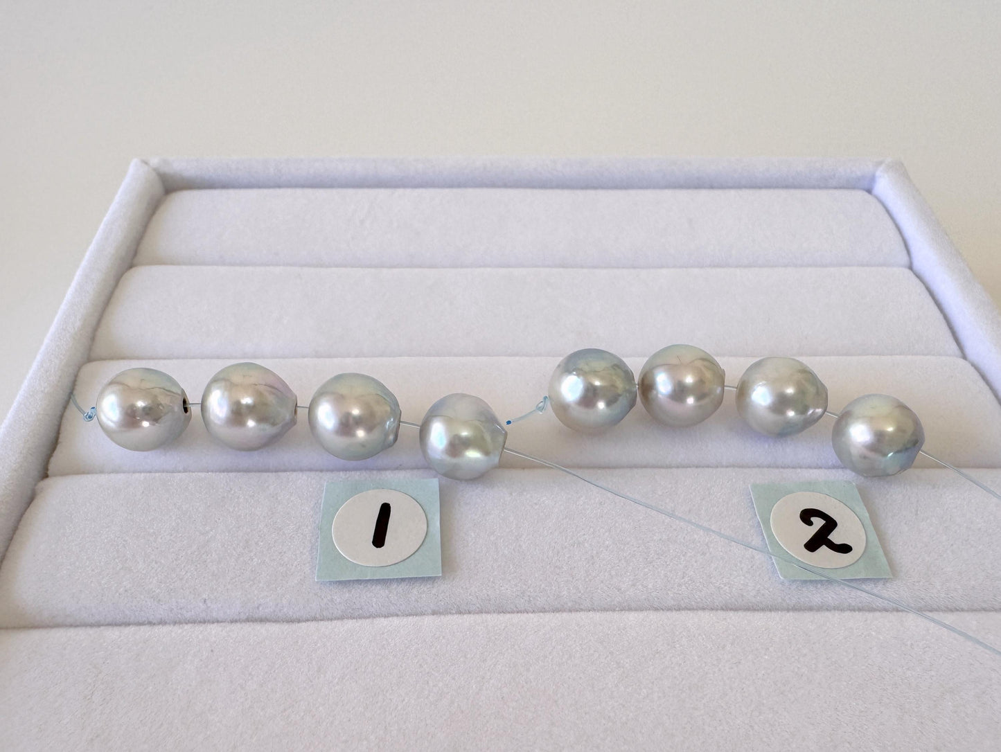 Japanese Akoya Pearl Beads: Natural Blue-Silver Cultured Pearls, Semi-Round Shape (7.5-8mm, Saltwater Mini Strand, 4 Pcs)