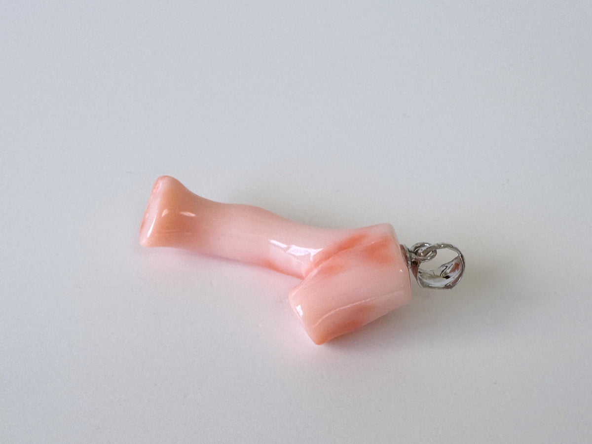 Coral Branch Pendant Natural Deep Sea Coral: Pink Orange Coral Jewelry Accent, Silver Bail (34mm Length)