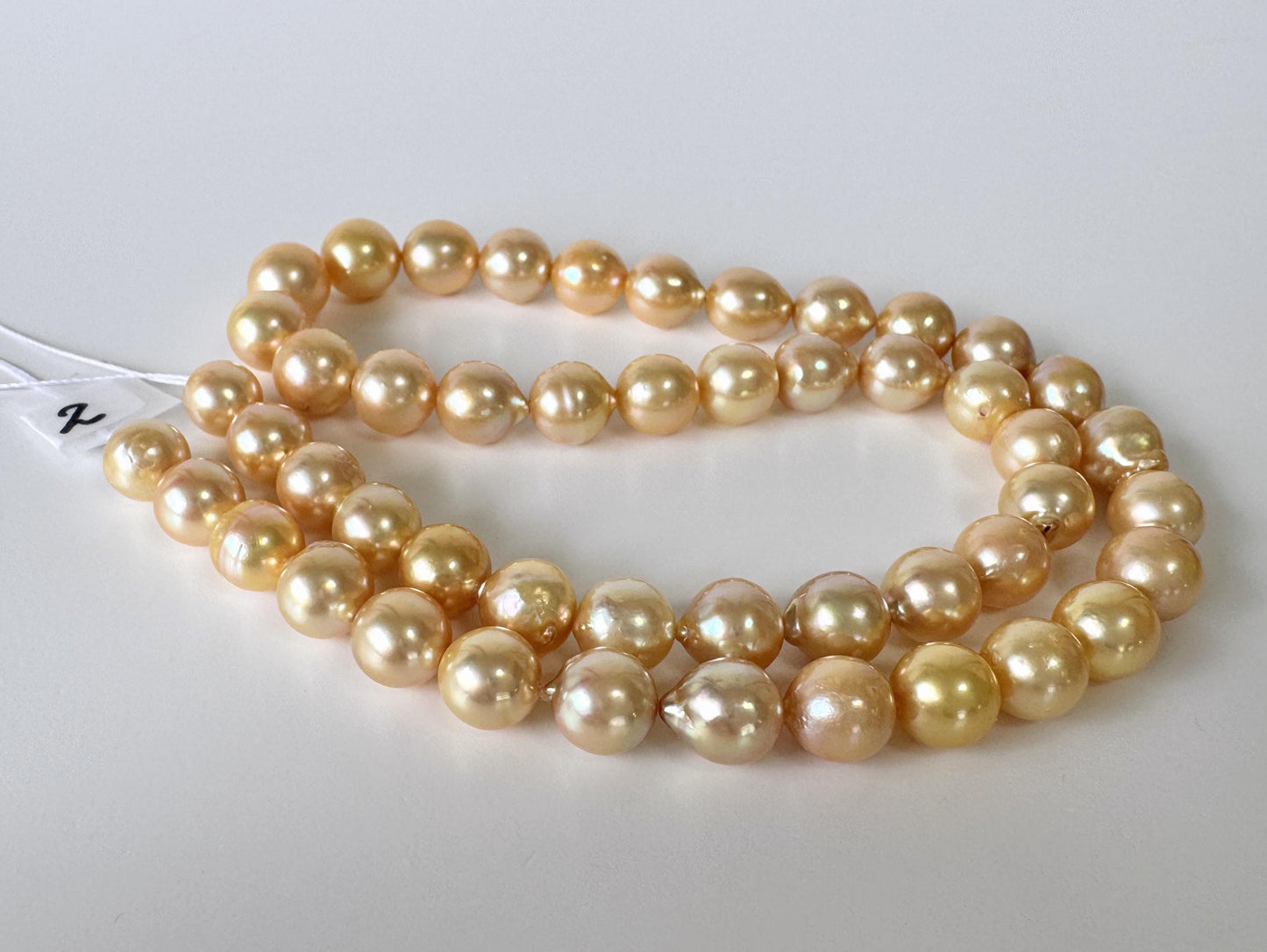 Japanese Akoya Golden Pearl Beads: Approx. 6-9mm Semi-Baroque, Color Treated | Full Strand 42cm, Saltwater Cultured Pearls