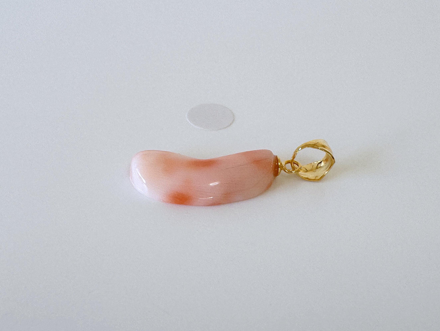 Natural Deep Sea Coral Unique Shaped Pendant, 21.3x9.6mm, Natural Pink/Orange color coral, Silver (Gold-Plated) bail