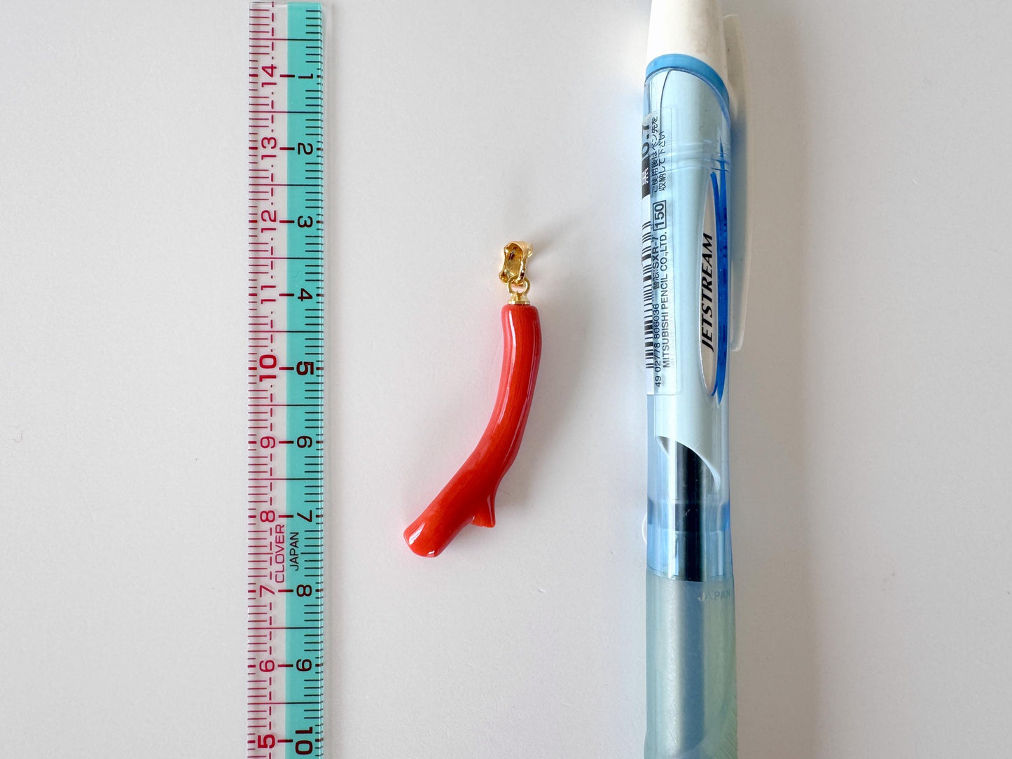 Natural Momo Coral Branch Pendant: Gold-Plated Silver Bail, 35mm