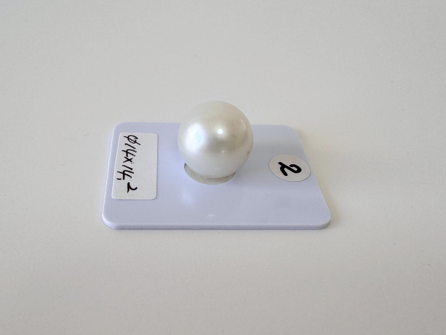 South Sea Pearl Cultured 14mm - Natural White Half Drilled Near Round Loose Gemstone