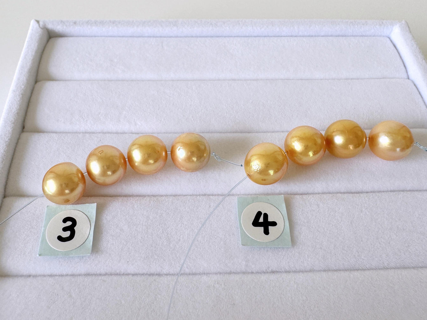 Japanese Akoya Golden Pearl Beads, Mini Strand, 7.9-8.4mm Semi-Round (Color Treated, Cultured Saltwater, 4 Pieces)