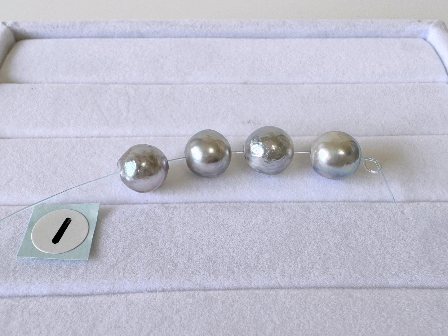 Japanese Akoya Pearl Beads: Natural Blue-Silver Cultured Pearls, Semi-Round Shape (7.5-8mm, Saltwater Mini Strand, 4 Pcs)