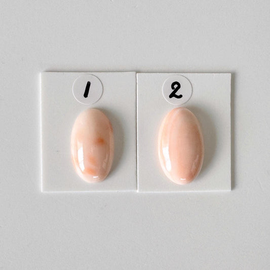 Deep Sea Coral Oval Cabochon: Pink White Natural Gemstone, Genuine Coral, Jewelry Supplies | 19.5x11.3mm, 20.3x12.1mm, Japan Made