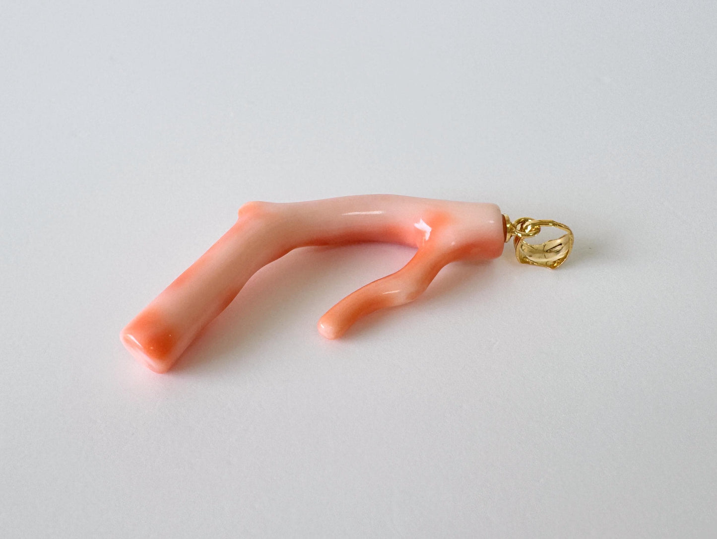 Coral Branch Pendant: Natural Deep Sea Coral, Gold-Plated Silver Bail | 40mm, Lightweight Jewelry, Unique Organic Design