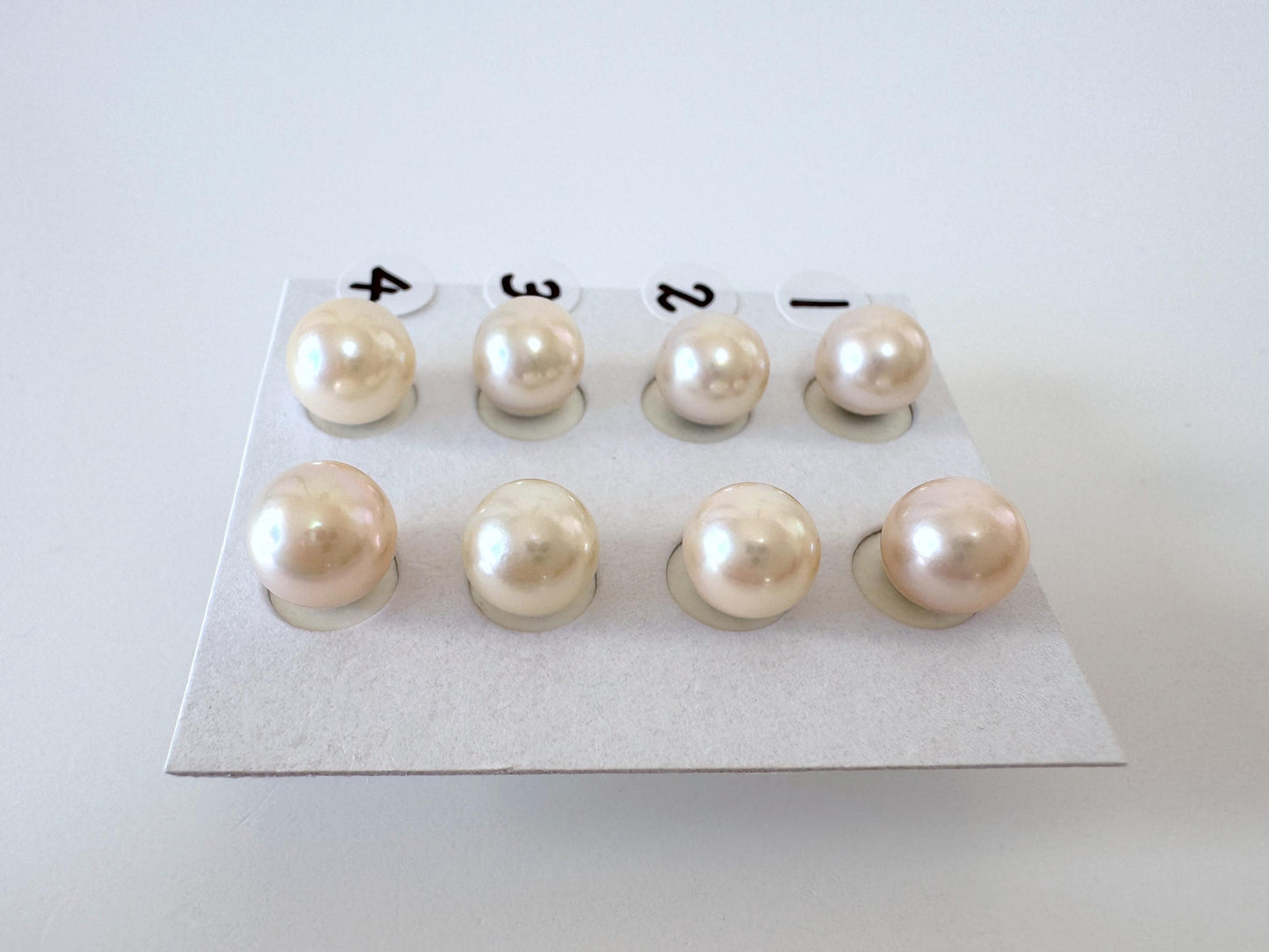 Akoya Pearl Stud Earrings Cream White, 8mm up Genuine Japanese Saltwater Pearls (Titanium Post, Flat Bottom, Value-Priced)