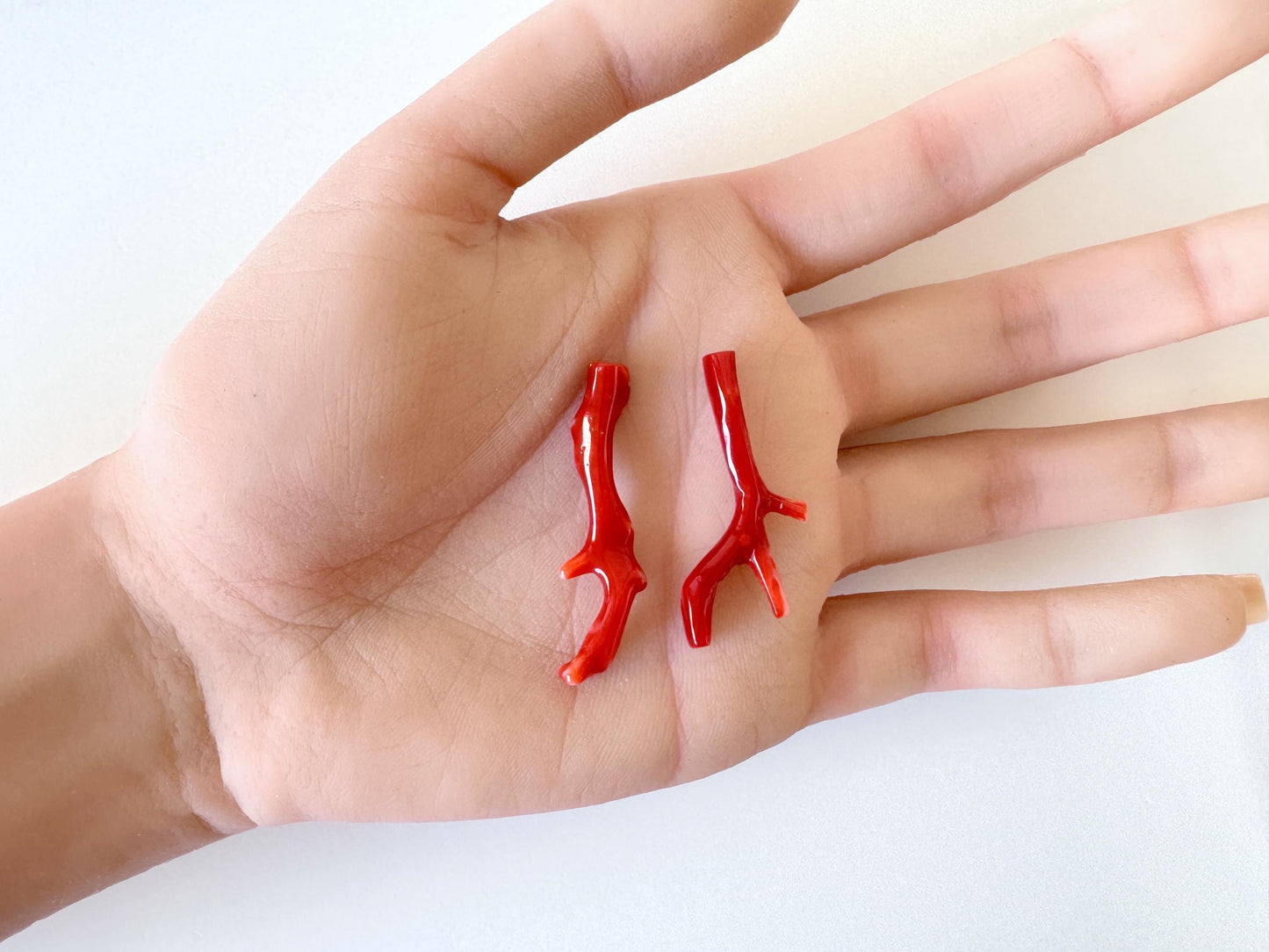 Red Coral Branch Set: Natural Aka Coral for Jewelry Making (35-40mm), Hole on Top