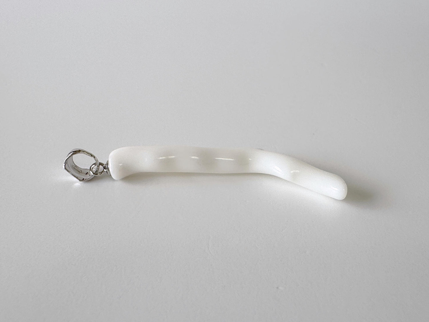 Natural Japanese White Coral Branch Pendant, 43mm, Natural White color genuine precious coral, Silver Bail (Rhodium-Plated)