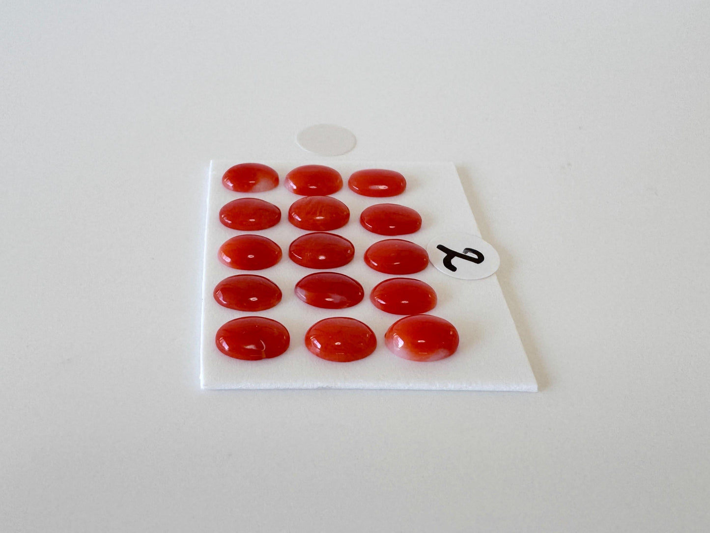 Natural Japanese Aka (Red) Coral Cabochons: 7x5mm Oval, Set of 15