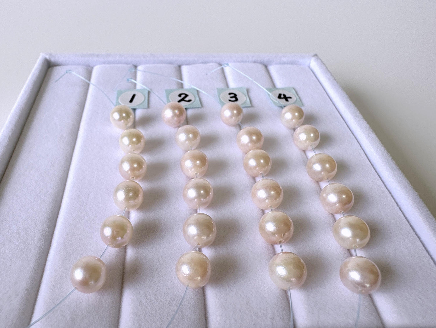 Akoya Pearl Beads Japanese Cultured, White Pink Overtone (Round 6.5-7mm, Saltwater, Mini Strand, 6 Pieces)