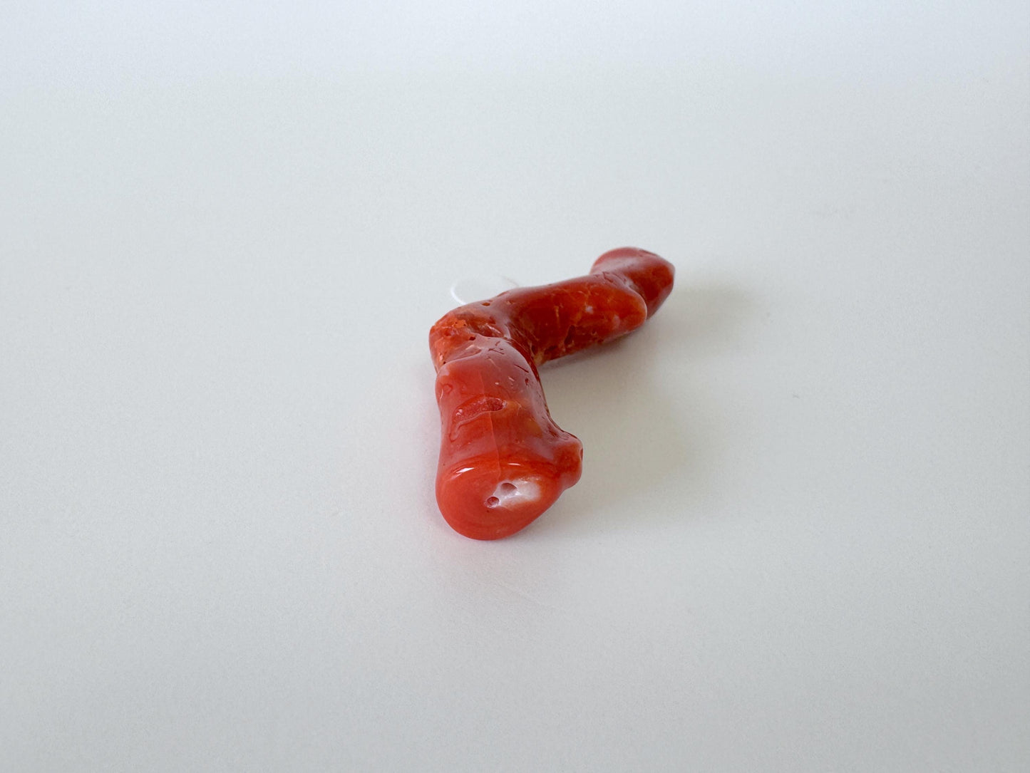 Japanese red(Aka) coral branch, 46mm, Hole on top, Natural red color coral for jewelry making