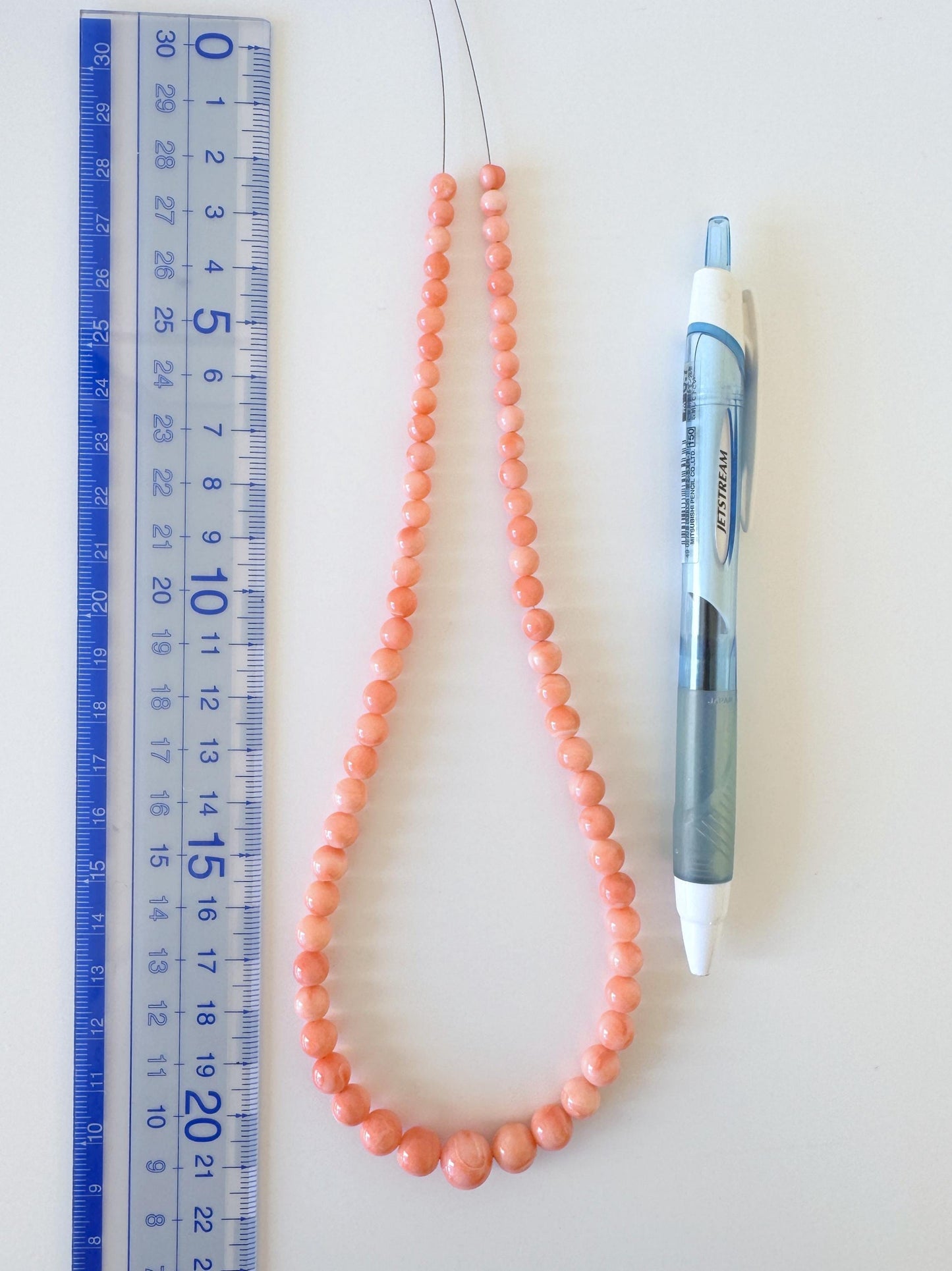 Natural Coral Strand – Genuine Deep Sea Coral Round Beads 4.9-9.9mm Pink Orange Gradation, 15.7in