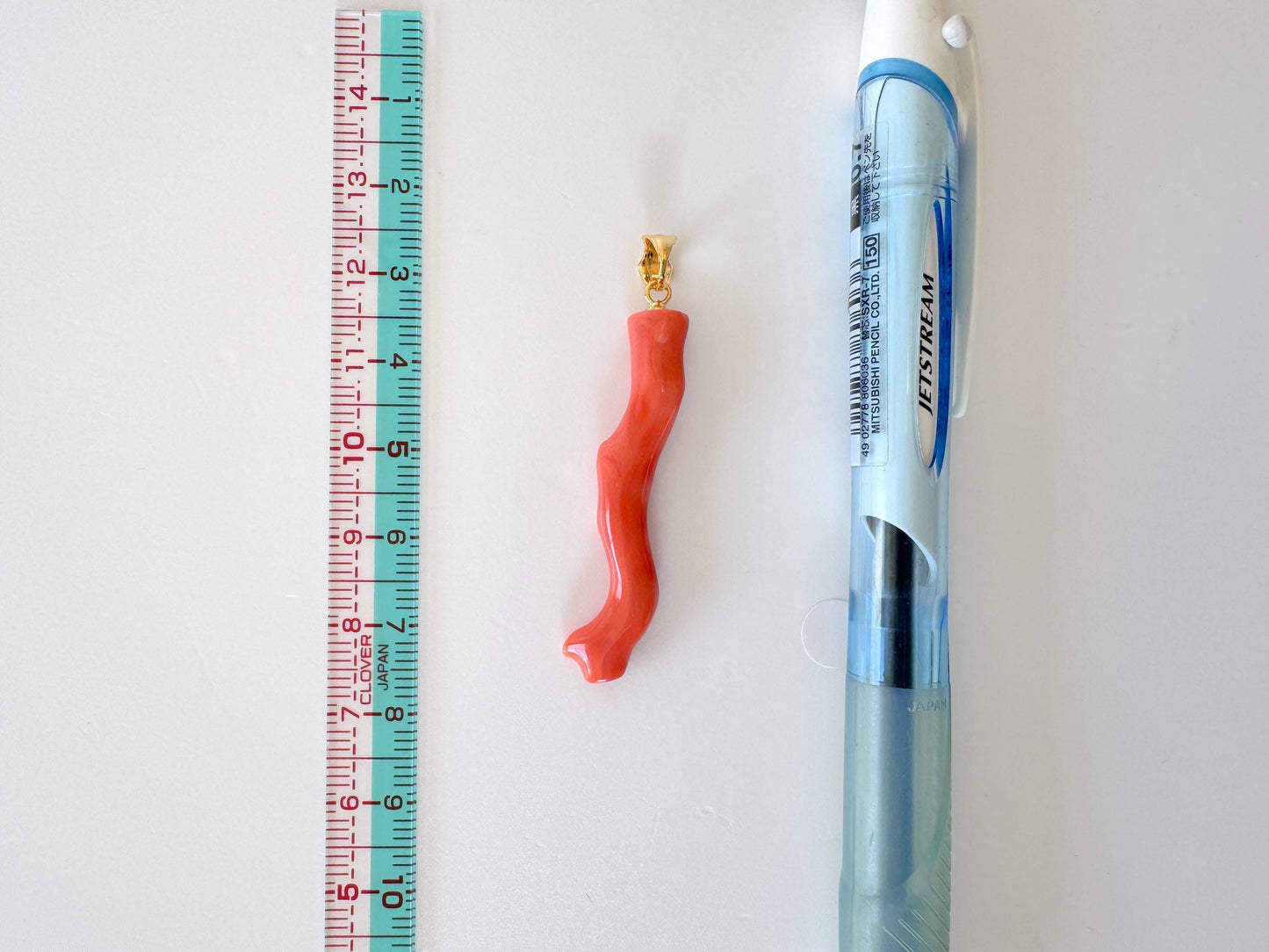 Momo Coral Branch Pendant: Japanese Orange Coral, Natural Texture - Silver Gold-Plated Bail, 42mm, Genuine Jewelry Accessory