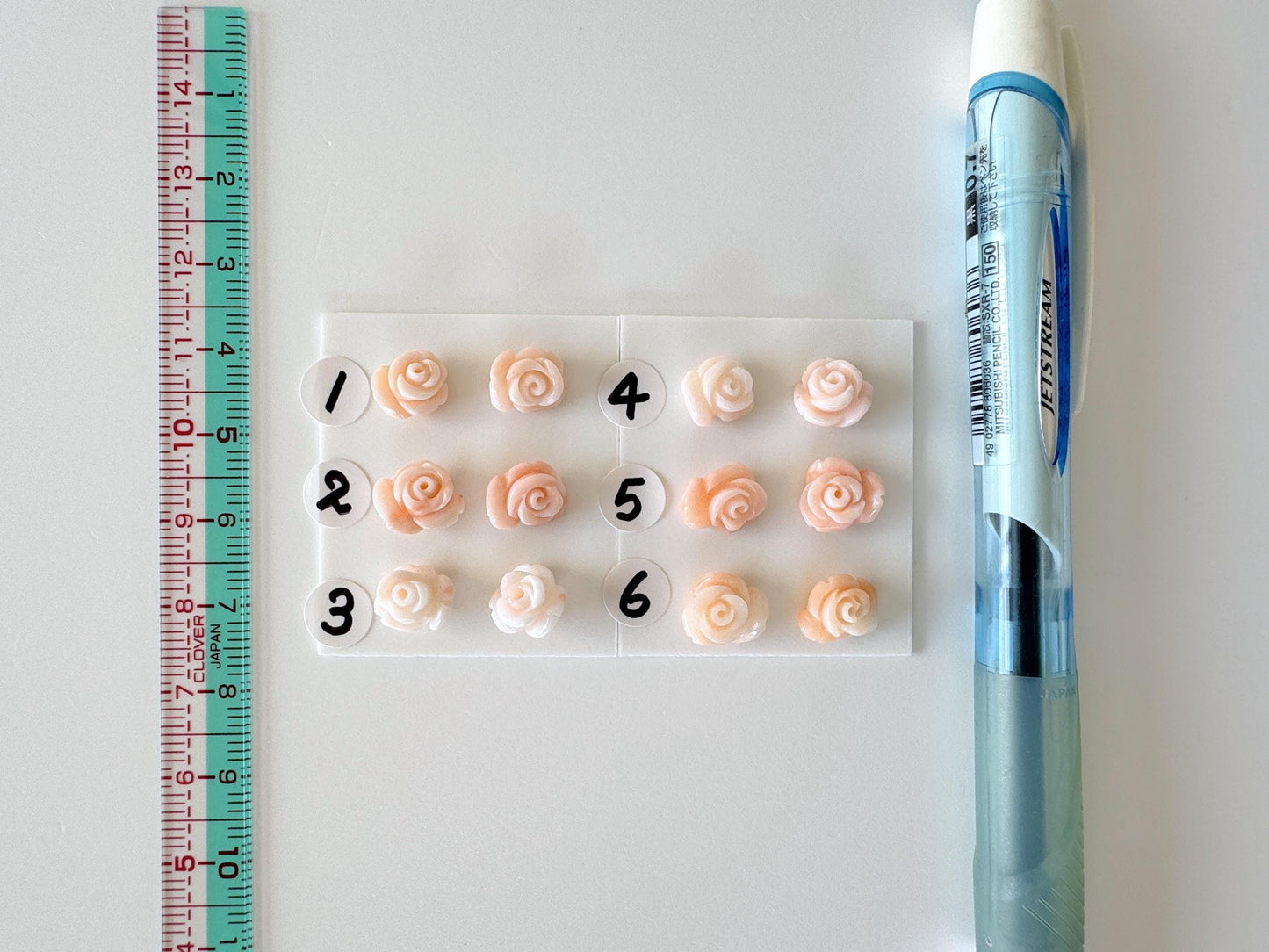 Natural Deep Sea Coral Rose Carvings 8-10mm, Pink Coral Roses, Natural color, Price per Pair, For Studs and Earrings, For Jewelry Making