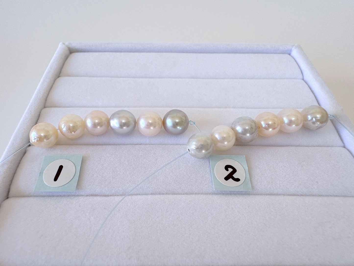 Akoya Pearl Beads - Japanese Cultured 7-7.5mm Multi Color Mini-Strand, 6 Pcs