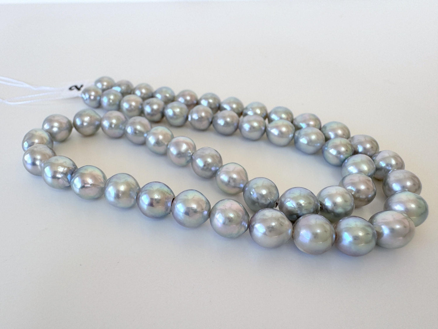 7.5-8mm Natural Blue Akoya Pearl Strand: Japanese Saltwater Pearls