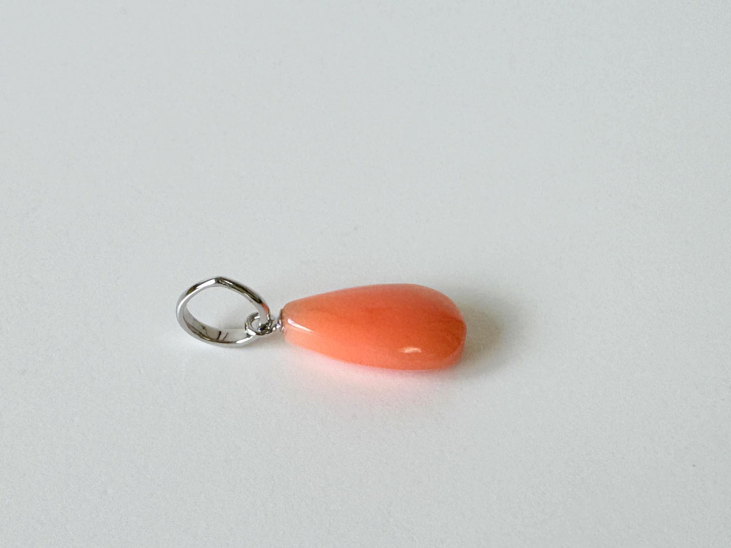 Coral Pendant Pear Shaped Natural Deep Sea Coral: Pink-Orange Tones, Silver Bail (14x8.8mm, Jewelry)
