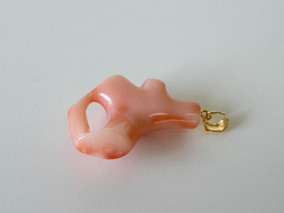 Coral Branch Pendant: Natural Pink Orange Deep Sea Coral, Gold-Plated Silver Bail | 30mm, Unique Jewelry
