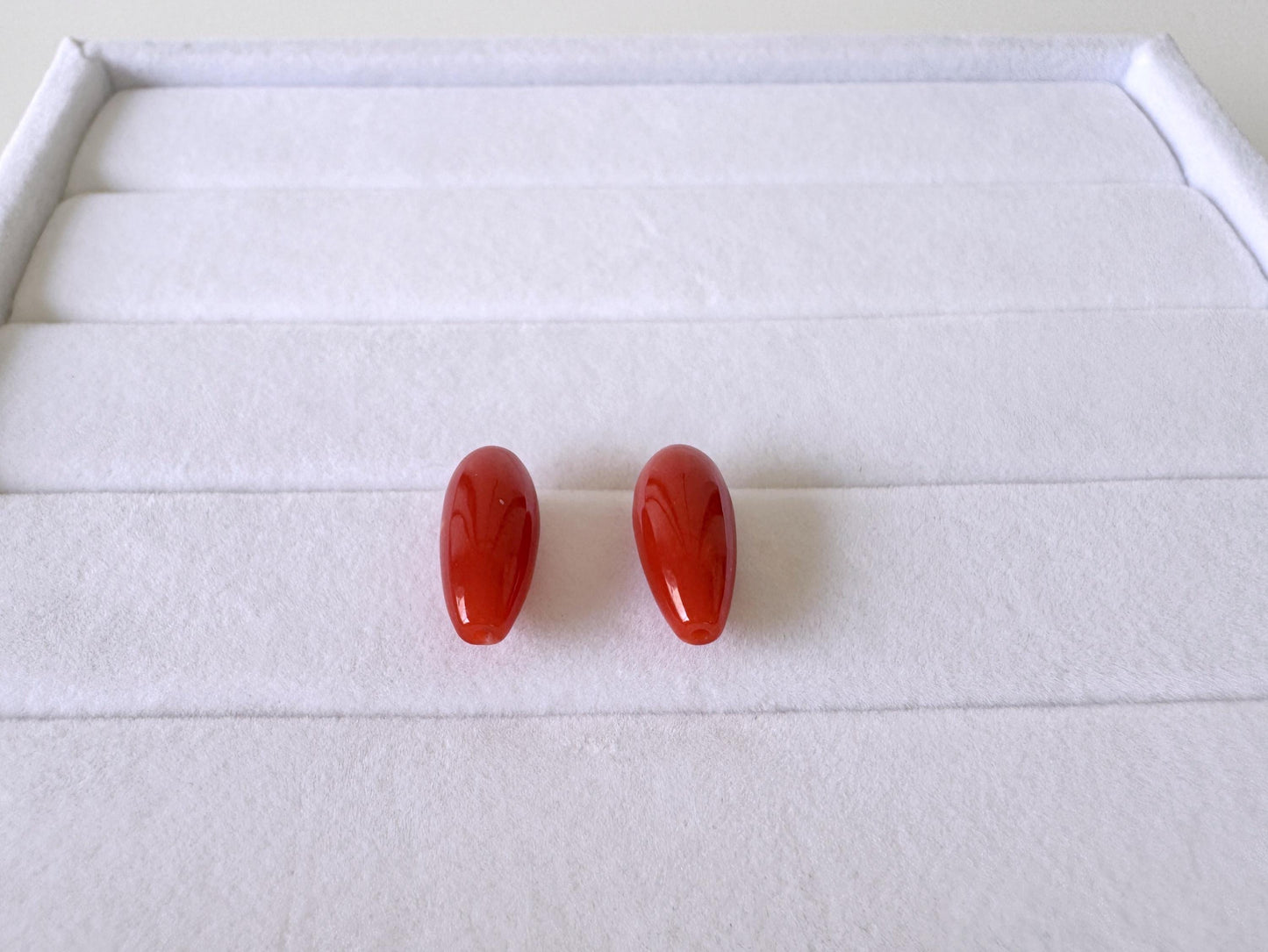 Japanese Red Coral | Small Drop Pair | Drilled Top Hole | Natural Aka Coral Jewelry Supplies
