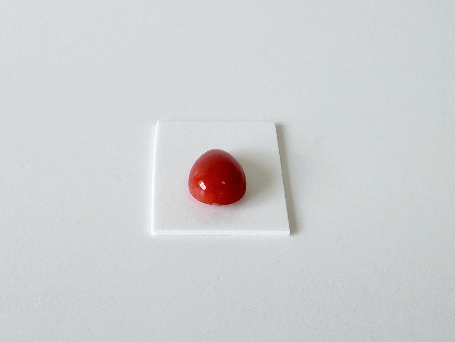 Red Coral Cabochon, Japanese Aka Coral Pear Gemstone Loose | 11.6X8.8mm | Jewelry Making Supplies, Drilled Back