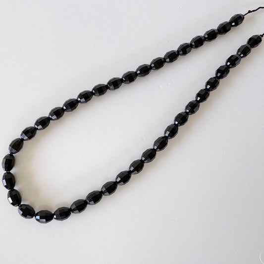 Natural Black Jet Faceted Football shape Beads strands, 15.7inches, 40cm For jewelry making