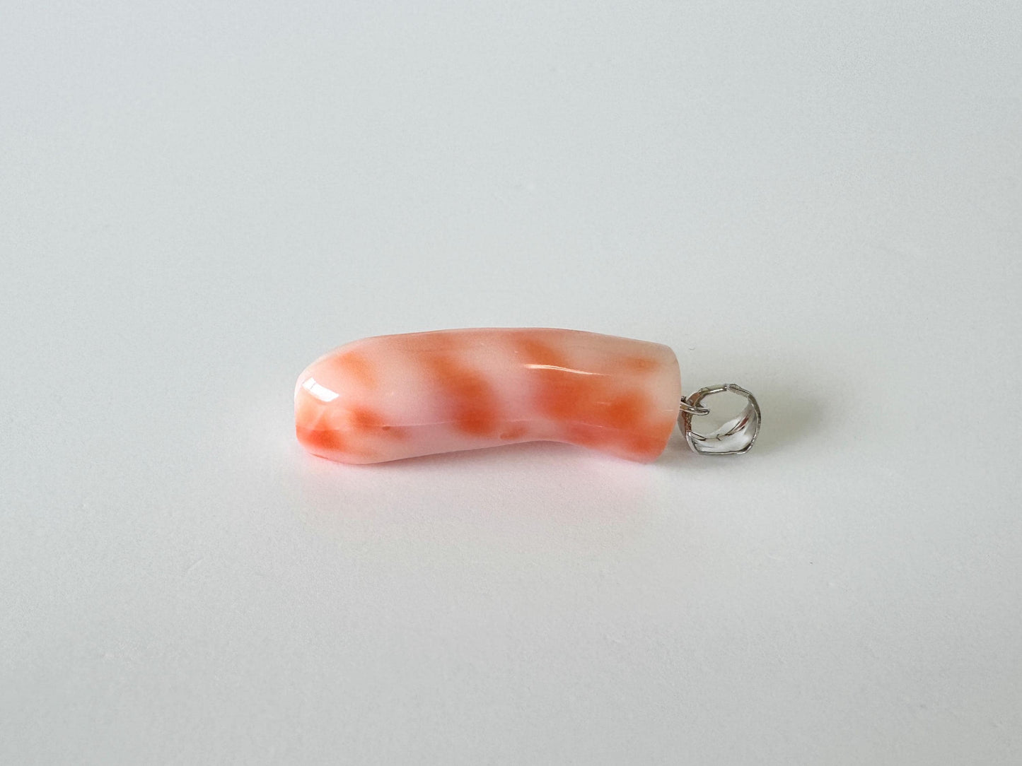 Coral Branch Pendant Natural, Pink Orange  Deep Sea Coral (27mm Length, Rhodium-Plated Silver Bail, Real Organic Jewelry)