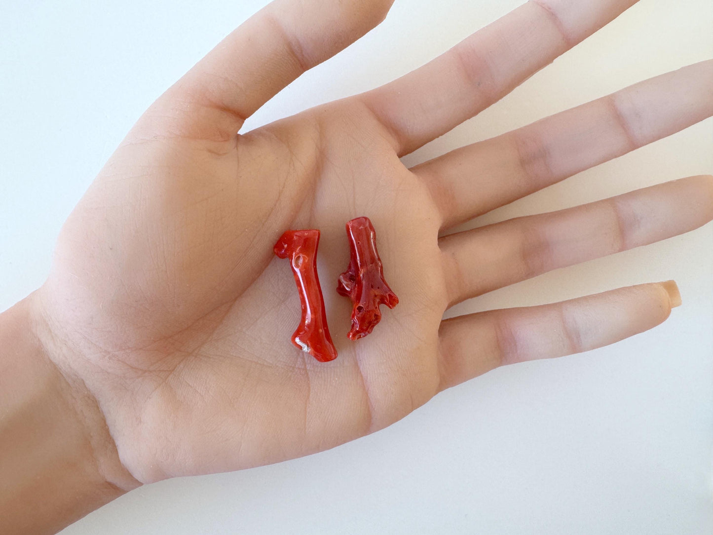 Red Coral Branch Set: Natural Aka Coral for Jewelry Making (27-30mm), Hole on Top