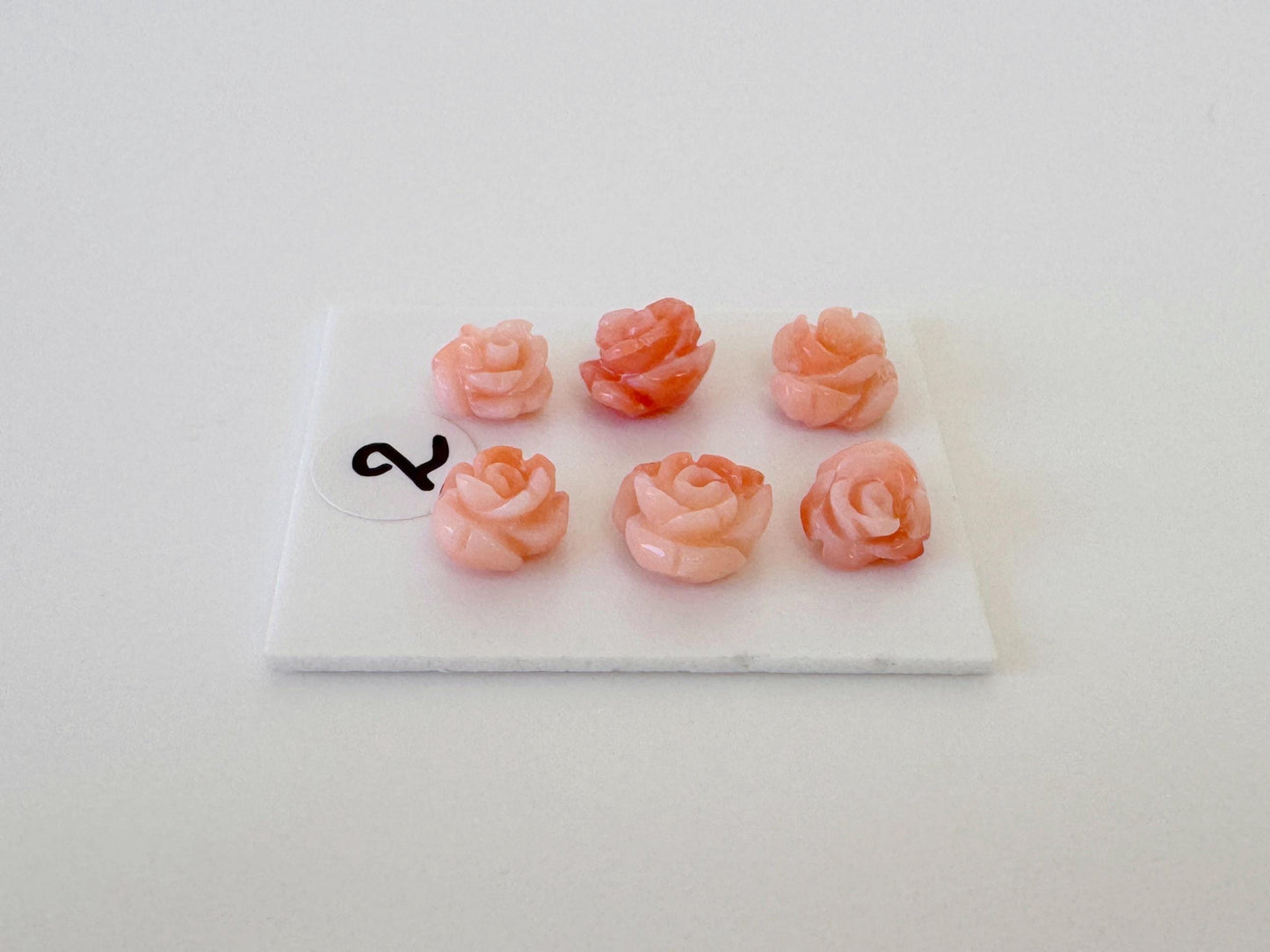 Deep Sea Coral Rose Carvings Natural Pink, Handcrafted Jewelry Beads (6pcs, 6-7mm, Genuine Coral)