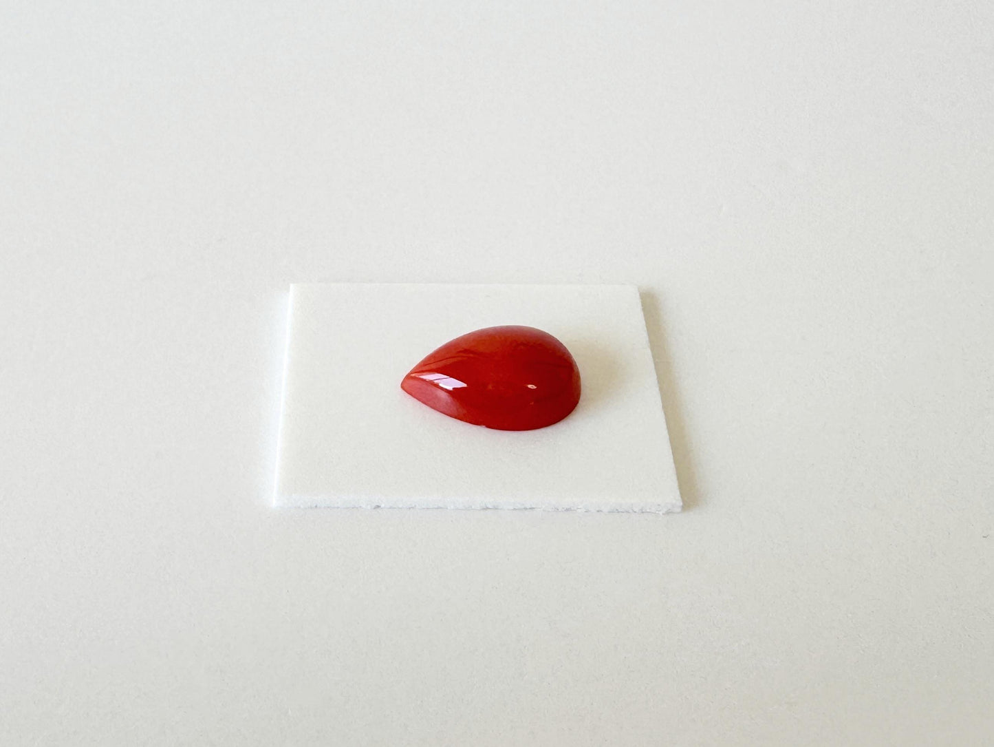 Red Coral Cabochon, Japanese Aka Coral Pear Gemstone Loose | 11.7X8.2Mm | Jewelry Making Supplies, Drilled Back