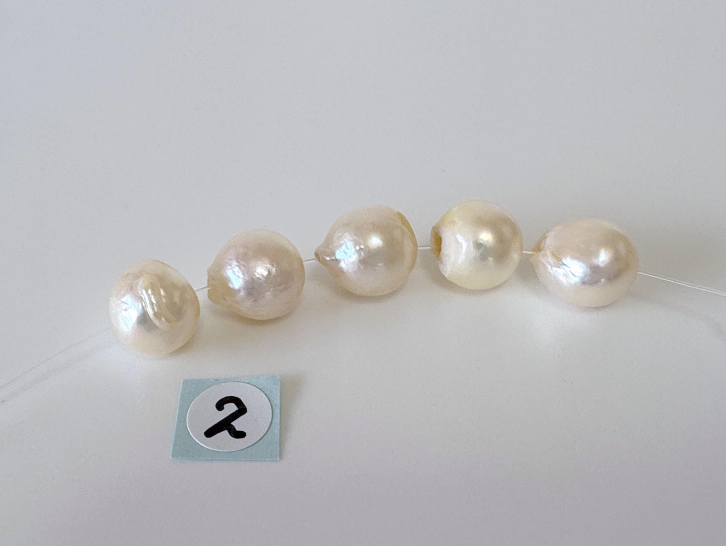 Japanese Cream White Akoya Pearl Beads, 9.5-9.9mm, Mini Strand, Short Strand, 5 Pieces, Genuine Akoya Pearl, Cultured in Sea Water